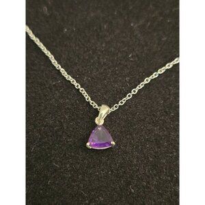 Amethyst Trillion Pendant Necklace